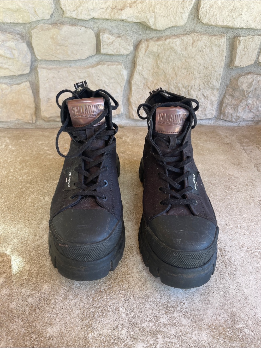 Palladium Black Chunky Lace-Up Platform Boots